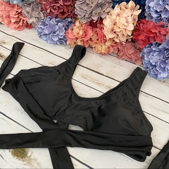 Sexy Black Criss Cross Bikini with Bandage Bottoms - Picture 8 of 16